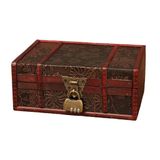 ROSPFKELSC Vintage Ahşap Mücevher Kutusu, Oyma Kilit Tasarımı, Küpe, Kolye ve Yüzük Saklama, Retro Sanat Koleksiyonluk Hediye Kutusu, 23x16x7.5cm