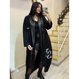 Rossa Butik Tasarım Deri Detaylı Kap Kaban - 001-Siyah - Standart