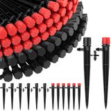 Rossesay 120 Adet Damla Sulama Yayıcı Seti 60 Adet Siyah 360 Derece Sulama Damlatıcıları Bahisli 1/4 "Sulama Borusu için 60 Adet Damla Vericiler Bahçe Sistemi Çim Çiçek Yatağı