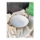 ROSSEV Antique White Kulplu Yuvarlak Kase