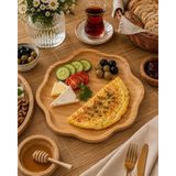 Rossev Bambu Pappi Çiçek Servis Tabak 28 cm - 0,5 ml - Ahşap