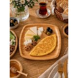 Rossev Bambu Penne Kare Servis Tabak 25 cm - 0,5 ml - Ahşap
