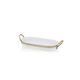 Rossev Galvin Tepsi Beyaz Oval 33x65 Cm