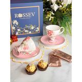 Rossev Hediyelik Veronica Blossom Hediye Kutulu 2 Kişilik Fincan Takımı - Pembe - 90 ml