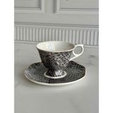Rossev Porselen Çay ve Kahve Fincanı 6' Lı Croco - Turuncu - Gri - 200 ml