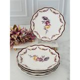 Rossev Porselen Pasta Tabak 6'lı 19 cm Romance - 250 ml - Kırmızı