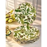 Rossev Porselen Pasta Tabak 6'lı 19 cm Willow - 0,5 ml - Yeşil - Sarı