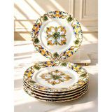 Rossev Porselen Servis Tabak 6'lı 27 cm Amalfi - 0,5 ml - Sarı - Beyaz