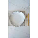 Rossev Porselen Yemek Tabak 22 cm Valessa - 0,5 ml - Siyah - Beyaz