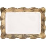 Rossev Servis Tabağı Lace Dikdörtgen Gold 36cm