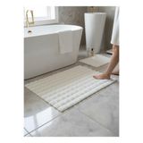 Rossev Tavşan Tüyü Krem Klozet Takımı Banyo Paspası Kaymaz Tpr Taban Yıkanabilir 2'li Set 40X60-60X100