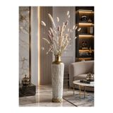 ROSSEV Vazo Eskitme Metal Gold Detaylı Krem Dekoratif 72cm