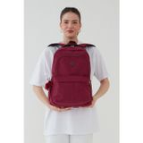 Rosso Collina Unisex Krinkıl Su Geçirmez Kumaş Büyük Boy Çok Gözlü Okul Seyahat Sırt Çantası Bordo