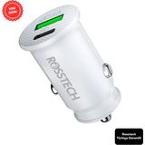 Rosstech 20W Pd + Usb-A Quick Charge 3.0 Süper Hızlı Dual Port Araç Çakmaklık Şarj Cihazı - Beyaz