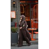 Rosto Fashion Tesettür 3'lü Takım, Hırkalı,Geniş Paça Pantalon ,Bluz Abaya Takım