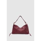 Rosua Püskül ve Bağcık Detaylı Halkalı Hobo Omuz Çantası Bordo - 40 x 23 x 15 cm