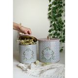 Rosy Desenli Metal Saklama Kabı 2'li Set 2.1 Litre 4.1 Litre ERB48U7