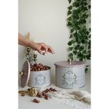 Rosy Desenli Metal Saklama Kabı Seti - 2'li Set (1,3 Lt - 2,9 Lt) ERB53U7