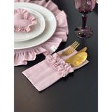Rosy Fırfırlı 3 Bölmeli Çatal-Kaşık-Bıçak Kılıfı 6lı - 1 m - Açık Pembe