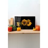 Rosyvien Ayçiçekleri Cam Kesme Tahtası, Silikon Ayaklı, Sunum Kesim Doğrama Tablası, Temperli ve Rodajlı - 35 x 23 cm
