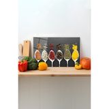Rosyvien Baharatlar Kaşıklar Cam Kesme Tahtası, Silikon Ayaklı, Sunum Kesim Doğrama Tablası, Temperli Rodajlı - 45 x 30 cm