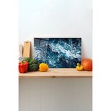 Rosyvien Deniz Dalgası Cam Kesme Tahtası, Silikon Ayaklı, Sunum Kesim Doğrama Tablası, Temperli ve Rodajlı - 30 x 45 cm