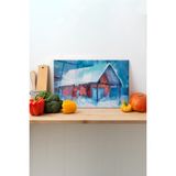 Rosyvien Ev Resmi Sanatı Cam Kesme Tahtası, Silikon Ayaklı, Sunum Kesim Doğrama Tablası, Temperli ve Rodajlı - 35 x 23 cm
