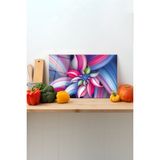 Rosyvien Geometrik Çiçek Cam Kesme Tahtası, Silikon Ayaklı, Sunum Kesim Doğrama Tablası, Temperli ve Rodajlı - 30 x 45 cm