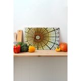 Rosyvien Geometrik Desen Cam Kesme Tahtası, Silikon Ayaklı, Sunum Kesim Doğrama Tablası, Temperli ve Rodajlı - 23 x 35 cm