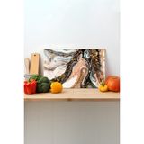 Rosyvien Gold Mermer Cam Kesme Tahtası, Silikon Ayaklı, Sunum Kesim Doğrama Tablası, Temperli ve Rodajlı - 45 x 30 cm