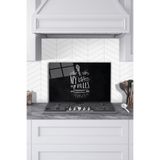 Rosyvien Kara Tahta Desen My Kitchen Rules Cam Ocak Arkası Koruyucu, Mutfak Tezgah Koruması, Temperli Rodajlı