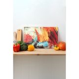 Rosyvien Kırmızı Kaya Cam Kesme Tahtası, Silikon Ayaklı, Sunum Kesim Doğrama Tablası, Temperli ve Rodajlı - 30 x 45 cm