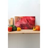 Rosyvien Kırmızı Yapraklar Cam Kesme Tahtası, Silikon Ayaklı Sunum Kesim Doğrama Tablası, Temperli ve Rodajlı - 35 x 23 cm