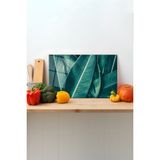Rosyvien Mega Yapraklar Cam Kesme Tahtası, Silikon Ayaklı, Sunum Kesim Doğrama Tablası, Temperli ve Rodajlı - 30 x 45 cm