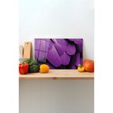 Rosyvien Mor Tüyler Cam Kesme Tahtası, Silikon Ayaklı, Sunum Kesim Doğrama Tablası, Temperli ve Rodajlı - 30 x 45 cm