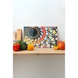Rosyvien Rengarenk Desen Cam Kesme Tahtası, Silikon Ayaklı, Sunum Kesim Doğrama Tablası, Temperli ve Rodajlı - 30 x 45 cm