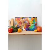 Rosyvien Rengarenk Fraktal Cam Kesme Tahtası, Silikon Ayaklı Sunum Kesim Doğrama Tablası, Temperli ve Rodajlı - 35 x 23 cm