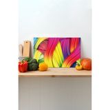 Rosyvien Rengarenk Geçiş Cam Kesme Tahtası, Silikon Ayaklı, Sunum Kesim Doğrama Tablası, Temperli ve Rodajlı - 23 x 35 cm
