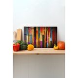 Rosyvien Renkli Ahşaplar Cam Kesme Tahtası, Silikon Ayaklı, Sunum Kesim Doğrama Tablası, Temperli ve Rodajlı - 23 x 35 cm