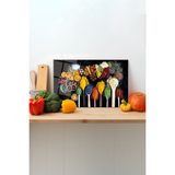 Rosyvien Renkli Baharatlı Cam Kesme Tahtası, Silikon Ayaklı, Sunum Kesim Doğrama Tablası, Temperli ve Rodajlı - 30 x 45 cm