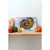 Rosyvien Renkli Fraktal Cam Kesme Tahtası, Silikon Ayaklı, Sunum Kesim Doğrama Tablası, Temperli ve Rodajlı - 45 x 30 cm
