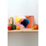 Rosyvien Renkli Geometrik Cam Kesme Tahtası, Silikon Ayaklı, Sunum Kesim Doğrama Tablası, Temperli ve Rodajlı - 30 x 45 cm