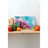 Rosyvien Renkli Karahindiba Cam Kesme Tahtası, Silikon Ayaklı, Sunum Kesim Doğrama Tablası, Temperli Rodajlı - 45 x 30 cm