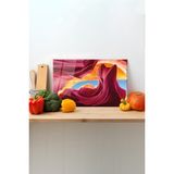 Rosyvien Renkli Kayalar Cam Kesme Tahtası, Silikon Ayaklı, Sunum Kesim Doğrama Tablası, Temperli ve Rodajlı - 45 x 30 cm