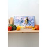 Rosyvien Sanatsal Atlar Cam Kesme Tahtası, Silikon Ayaklı, Sunum Kesim Doğrama Tablası, Temperli ve Rodajlı - 45 x 30 cm