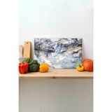 Rosyvien Soyut Mermer Cam Kesme Tahtası, Silikon Ayaklı, Sunum Kesim Doğrama Tablası, Temperli ve Rodajlı - 45 x 30 cm