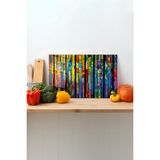 Rosyvien Vitray Desen Cam Kesme Tahtası, Silikon Ayaklı, Sunum Kesim Doğrama Tablası, Temperli ve Rodajlı - 23 x 35 cm