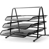 ROT Üçlü Siyah Metal Evrak Rafı 61x38x34 cm Paslanmaz Metal ile Şık Düzenleme Çözümü