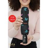 ROTA Rüzgara Dayanıklı 10 Telli Yarım Otomatik Fiber Telli Otomatik Açılır Şemsiye - 3030W -Kelebek Desen