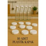 Rotanev 10 Adet Cam Süt, Ayran, Meşrubat Şişelerine Uygun Kapak 45 Mm Plastik Sızdırmaz Geçmeli Kapak